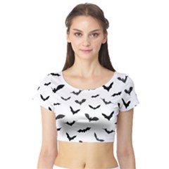 Bats Pattern Short Sleeve Crop Top by Sobalvarro