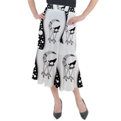 Wonderful Moon With Black Wolf Midi Mermaid Skirt by FantasyWorld7