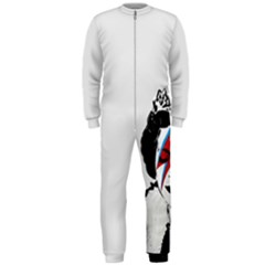 Banksy Graffiti Uk England God Save The Queen Elisabeth With David Bowie Rockband Face Makeup Ziggy Stardust Onepiece Jumpsuit (men)  by snek