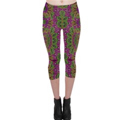 Peacock Lace In The Nature Capri Leggings  by pepitasart