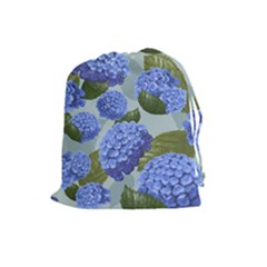Hydrangea  Drawstring Pouch (large) by Sobalvarro