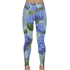 Hydrangea  Lightweight Velour Classic Yoga Leggings by Sobalvarro