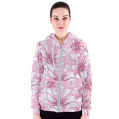 Pink Flowers Women s Zipper Hoodie by Sobalvarro