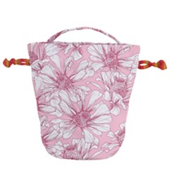 Pink Flowers Drawstring Bucket Bag by Sobalvarro