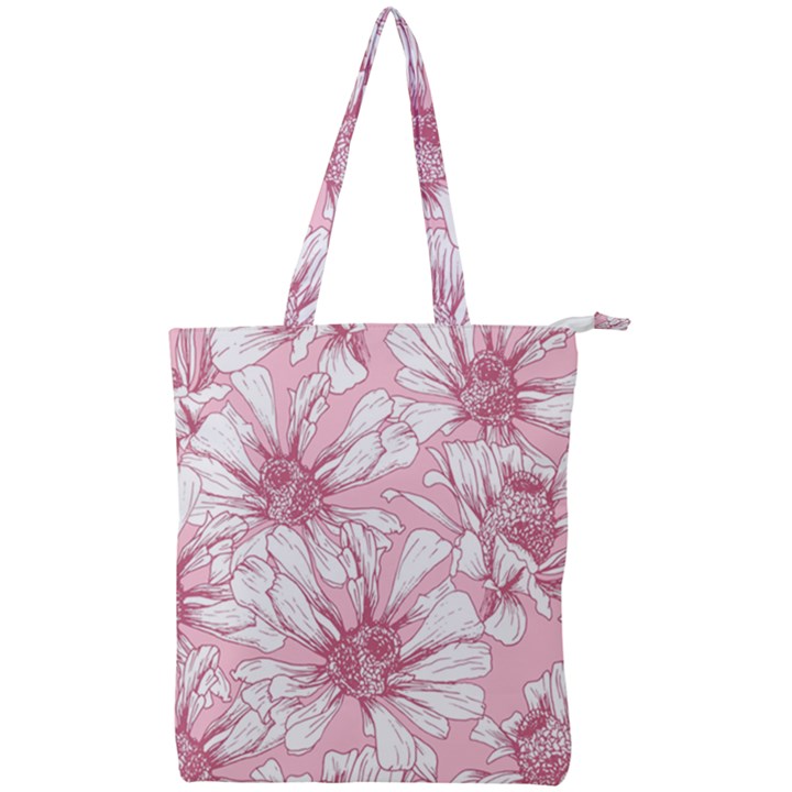 Pink flowers Double Zip Up Tote Bag