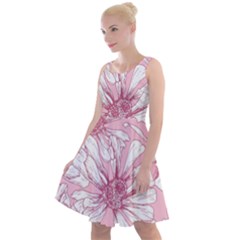 Pink Flowers Knee Length Skater Dress by Sobalvarro