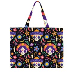 Dia De Los Muertos Zipper Large Tote Bag by Sobalvarro