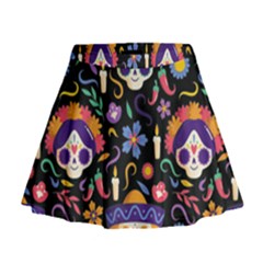 Dia De Los Muertos Mini Flare Skirt by Sobalvarro