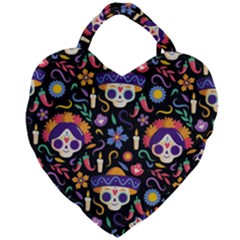 Dia De Los Muertos Giant Heart Shaped Tote by Sobalvarro