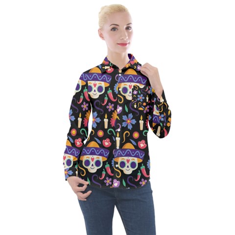 Dia De Los Muertos Women s Long Sleeve Pocket Shirt by Sobalvarro