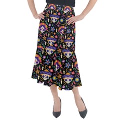 Dia De Los Muertos Midi Mermaid Skirt by Sobalvarro