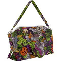 Halloween Doodle Vector Seamless Pattern Canvas Crossbody Bag by Sobalvarro