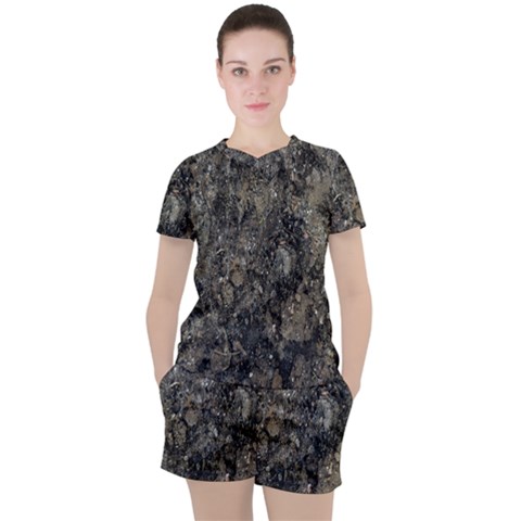 Grunge Organic Texture Print Women s Tee And Shorts Set by dflcprintsclothing