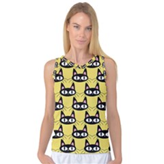 Cute Black Cat Pattern Women s Basketball Tank Top by Valentinaart