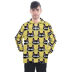 Cute Black Cat Pattern Men s Half Zip Pullover by Valentinaart