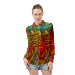 Texture Art Color Pattern Long Sleeve Chiffon Shirt