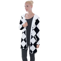 Grid Domino Bank And Black Longline Hooded Cardigan by Sapixe