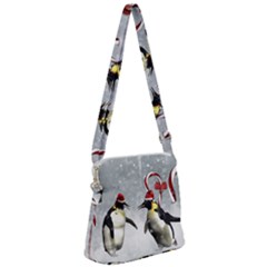 Funny Penguin In A Winter Landscape Zipper Messenger Bag by FantasyWorld7
