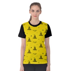 Gadsden Flag Don t Tread On Me Yellow And Black Pattern With American Stars Women s Cotton Tee