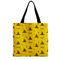 Gadsden Flag Don t Tread On Me Yellow And Black Pattern With American Stars Zipper Grocery Tote Bag by snek