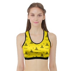 Gadsden Flag Don t Tread On Me Yellow And Black Pattern With American Stars Sports Bra With Border by snek