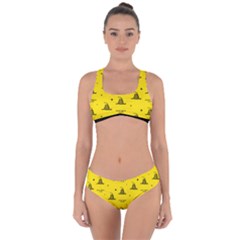 Gadsden Flag Don t Tread On Me Yellow And Black Pattern With American Stars Criss Cross Bikini Set by snek