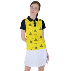 Gadsden Flag Don t Tread On Me Yellow And Black Pattern With American Stars Women s Polo Tee