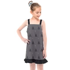 Gadsden Flag Don t Tread On Me Black And Gray Snake And Metal Gothic Crosses Kids  Overall Dress by snek