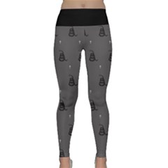 Gadsden Flag Don t Tread On Me Black And Gray Snake And Metal Gothic Crosses Lightweight Velour Classic Yoga Leggings by snek