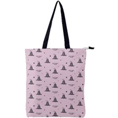 Gadsden Flag Don t Tread On Me Light Pink And Black Pattern With American Stars Double Zip Up Tote Bag by snek