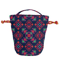 Rhombus Squares And Triangle                                                  Drawstring Bucket Bag by LalyLauraFLM