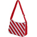 Candy Cane Red White Line stripes pattern peppermint Christmas delicious design Zip Up Shoulder Bag View2