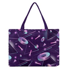 Retrowave Aesthetic Vaporwave Retro Memphis Pattern 80s Design Geometrical Shapes Futurist Pink Blue 3d Zipper Medium Tote Bag by genx