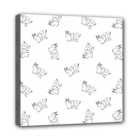 Messy Life Phrase Motif Typographic Pattern Mini Canvas 8  X 8  (stretched) by dflcprintsclothing