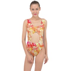 Monotype Art Pattern Leaves Colored Autumn Center Cut Out Swimsuit by Amaryn4rt