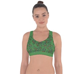 Pepe The Frog Perfect A-ok Handsign Pattern Praise Kek Kekistan Smug Smile Meme Green Background Cross String Back Sports Bra by snek