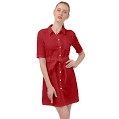 Red Christmas Elf Funny Realistic Costume Belted Shirt Dress by snek
