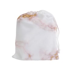 Pink And White Marble Texture With Gold Intrusions Pale Rose Background Drawstring Pouch (xl) by genx