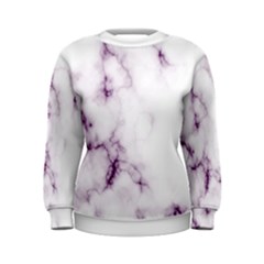 White Marble Violet Purple Veins Accents Texture Printed Floor Background Luxury Women s Sweatshirt by genx