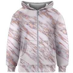 Marble With Metallic Rose Gold Intrusions On Gray White Stone Texture Pastel Pink Background Kids  Zipper Hoodie Without Drawstring by genx