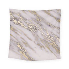 Marble With Metallic Gold Intrusions On Gray White Stone Texture Pastel Rose Pink Background Square Tapestry (small) by genx