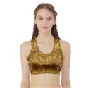 Gold Glitters metallic finish party texture background faux shine pattern Sports Bra with Border View1