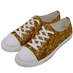 Gold Glitters Metallic Finish Party Texture Background Faux Shine Pattern Women s Low Top Canvas Sneakers by genx