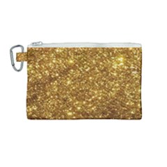 Gold Glitters Metallic Finish Party Texture Background Faux Shine Pattern Canvas Cosmetic Bag (medium) by genx