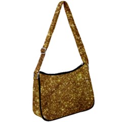 Gold Glitters Metallic Finish Party Texture Background Faux Shine Pattern Zip Up Shoulder Bag by genx