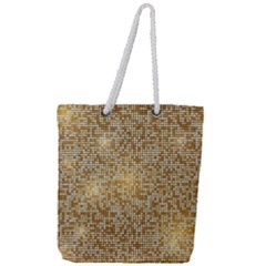 Retro Gold Glitters Golden Disco Ball Optical Illusion Full Print Rope Handle Tote (large) by genx