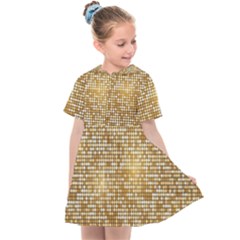 Retro Gold Glitters Golden Disco Ball Optical Illusion Kids  Sailor Dress by genx