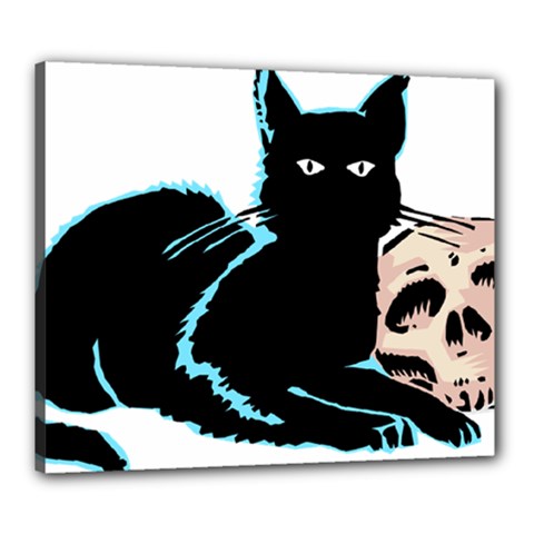 Black Cat & Halloween Skull Canvas 24  X 20  (stretched) by gothicandhalloweenstore