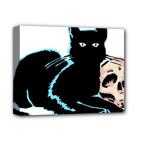 Black Cat & Halloween Skull Deluxe Canvas 14  X 11  (stretched) by gothicandhalloweenstore