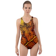 Autumn Leaves Forest Fall Color Cut-out Back One Piece Swimsuit by Wegoenart